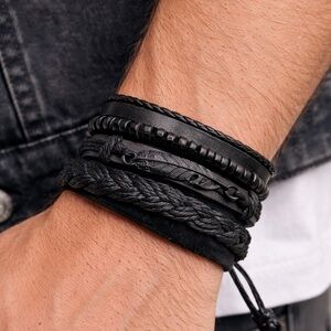 Brand New!! Leather, wood and hemp bracelet bundle